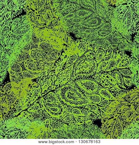 Croton Leaf Illustration In Paisley Style.