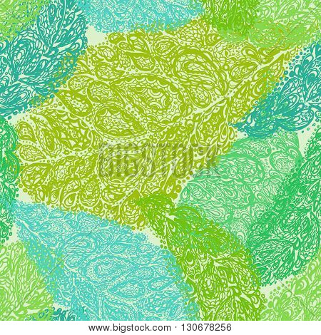 Croton Leaf Illustration In Paisley Style.