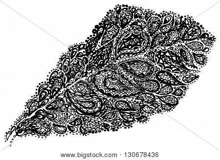 Croton Leaf Illustration In Paisley Style.