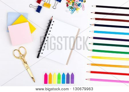 Pencils, Scissors And Notepad