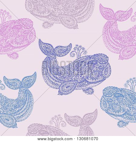 Whale In Paisley Doodle Mehndi Style.