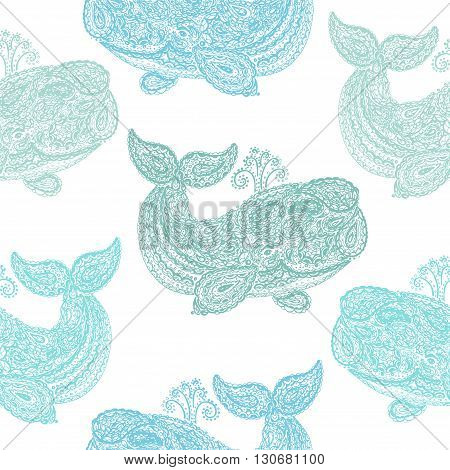 Whale In Paisley Doodle Mehndi Style.