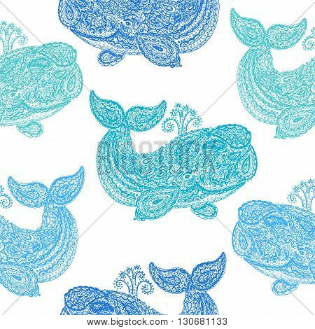 Whale In Paisley Doodle Mehndi Style.