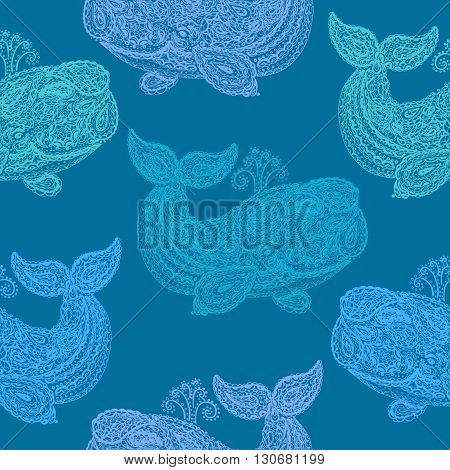 Whale In Paisley Doodle Mehndi Style.