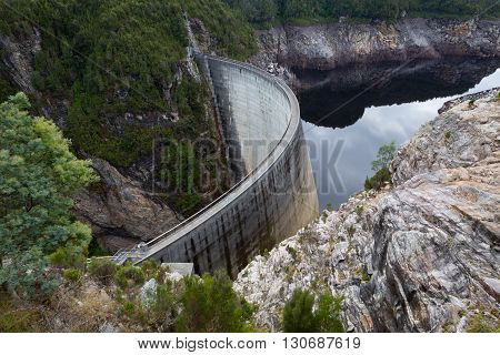 The Gordon Dam, also known as the Gordon River Dam. Tasmania. Australia