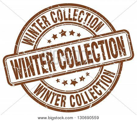 winter collection brown grunge round vintage rubber stamp
