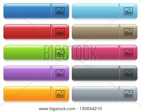Set of image glossy color menu buttons with engraved icons