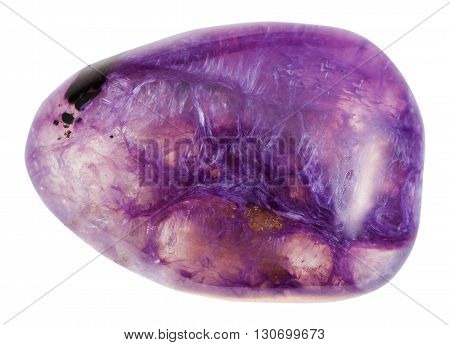 Cabochon Of Charoite Gemstone Isolated On White