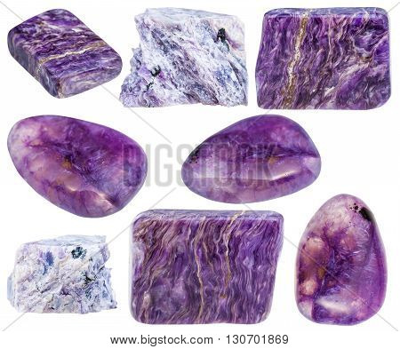 Charoite Polished Gemstones And Rocks Isolated