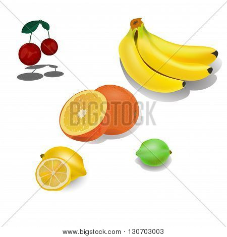 fruit set . On a white background vector illustration .