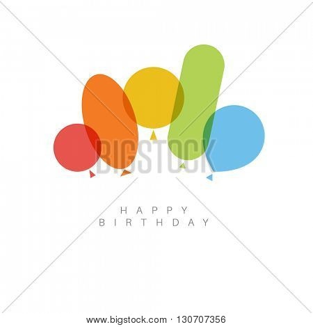 Happy birthday modern minimalist vector illustration card with balloons