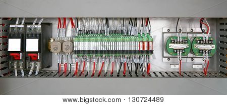Electrical control wire system in cabinet for machine