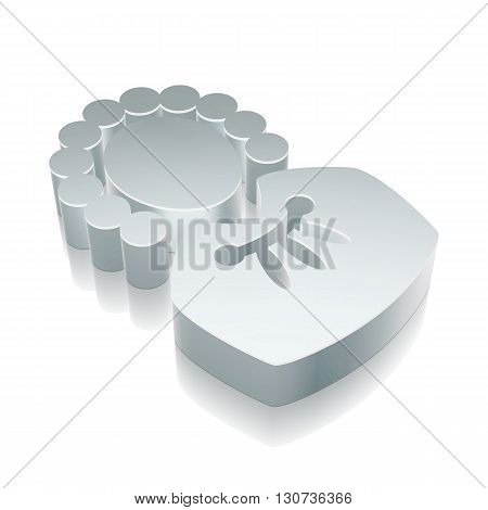 Law icon: 3d metallic Judge with reflection on White background, EPS 10 vector illustration.