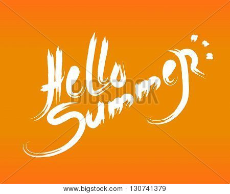 Brush lettering composition.Phrase Hello Summer. Vector illustration EPS10.