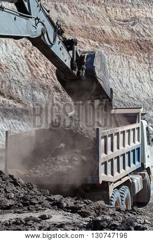 Backhoe Work In Coalmine