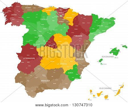 Large and detailed map of Spain and spanish islands