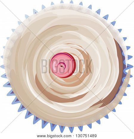 Festive cupcake appetizing on top of a gentle cream and cherry
