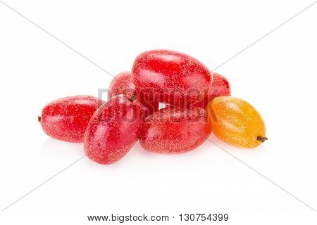 Ripe Elaeagnus Latifolia Fruits Isolated On White Background.