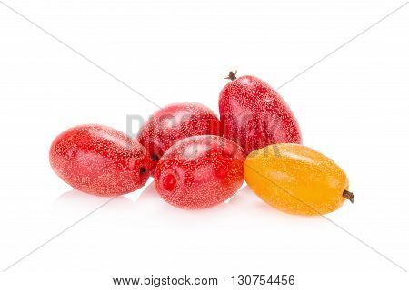 Ripe Elaeagnus Latifolia Fruits Isolated On White Background.