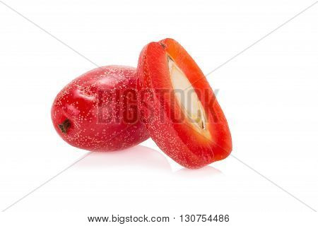 Ripe Elaeagnus Latifolia Fruits Isolated On White Background.