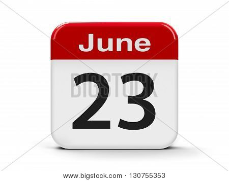 Calendar web button - The Twenty Third of June - International Day and United Nations Public Service Day three-dimensional rendering 3D illustration