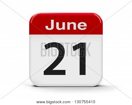 Calendar web button - The Twenty First of June - International Yoga Day and Go Skateboarding Day three-dimensional rendering 3D illustration