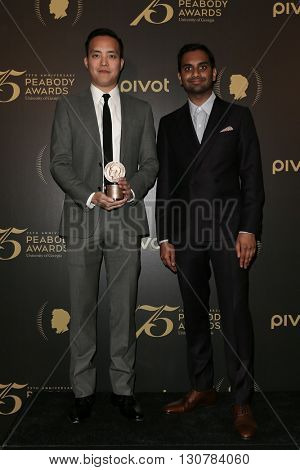 NEW YORK-MAY 21: Alan Yang (L) and Aziz Ansari attend the 75th Annual Peabody Awards Ceremony at Cipriani Wall Street on May 21, 2016 in New York City.