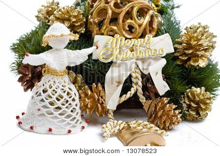 Aislado sobre fondo blanco de la decoración de la Navidad.