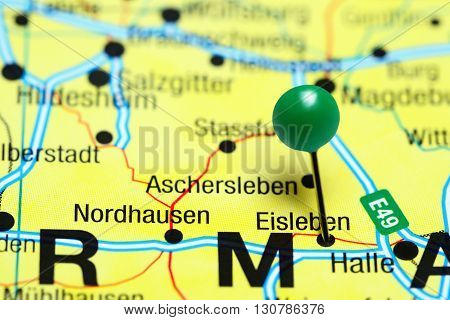 Eisleben pinned on a map of Germany