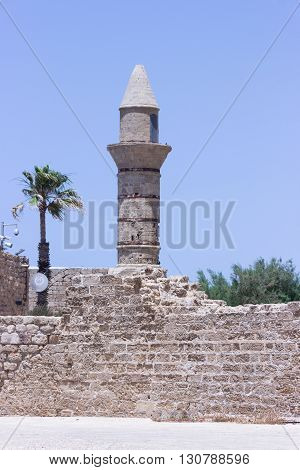 Oid Minaret Inside In The Ruined City