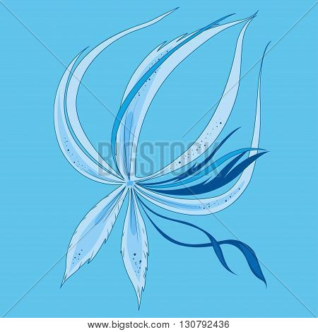 unusual flying blue flower on an azure background