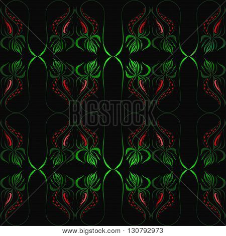 seamless composition pattern in the form of strawberries on a black background