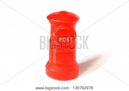 post office piggy bank on a white background.