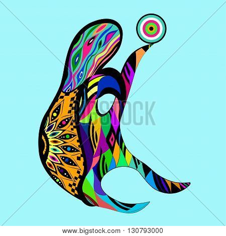 color graphics turtle with a ball on a blue background