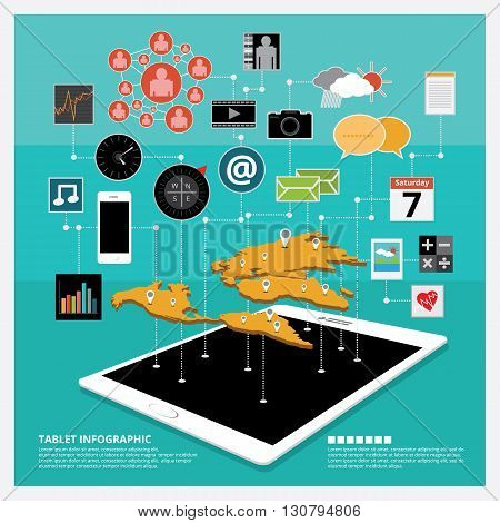 Tablet Info graphic with Icon Design set