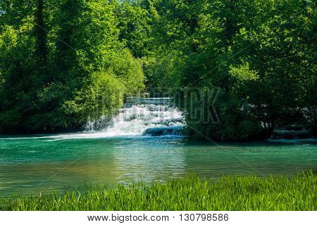 Beautiful waterfalls on Slunjcica river in the village of Rastoke near Slunj in Croatia