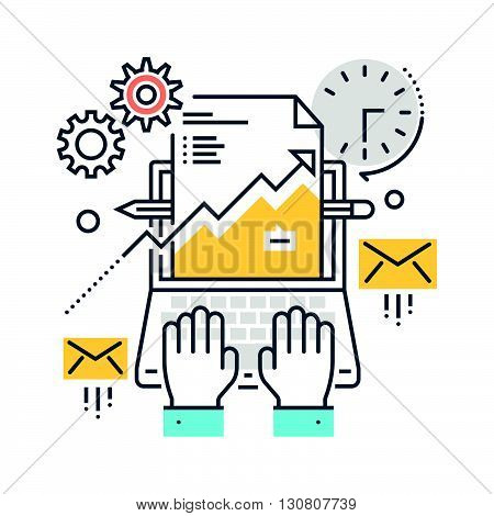 Color Line, Finance And Data Concept Illustration, Icon