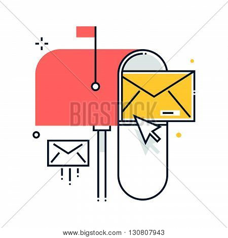 Color Line, Mail Box Concept Illustration, Icon
