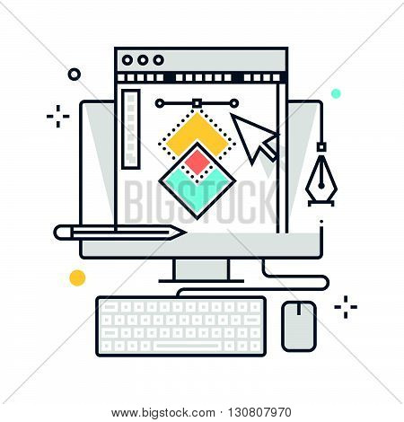 Color Line, Digital Graphics Concept Illustration, Icon