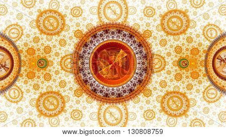 Time Machine. Mechanism and gear galactic hours. Infinity. Eternity. Mysterious psychedelic relaxation wallpaper. Sacred geometry. Fractal abstract pattern. 