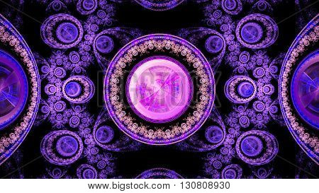 Time Machine. Mechanism and gear galactic hours. Infinity. Eternity. Mysterious psychedelic relaxation wallpaper. Sacred geometry. Fractal abstract pattern. 