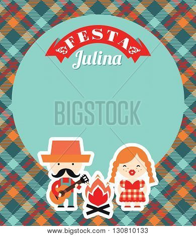 Latin American holiday the June party of Brazil. Flat illustration with symbolism of the holiday
