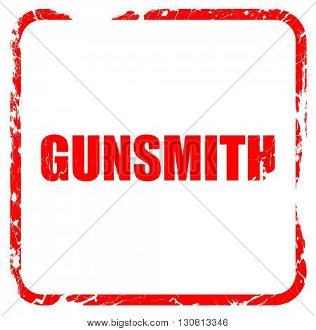 gunsmith, red rubber stamp with grunge edges