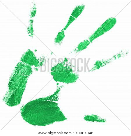 Hand-Print mit grüner Farbe