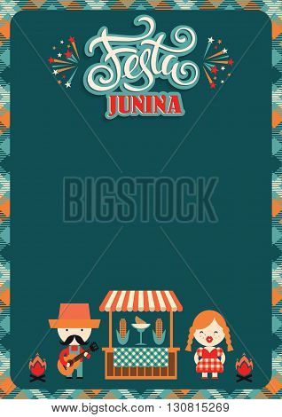 Latin American holiday the June party of Brazil. Flat illustration with symbolism of the holiday