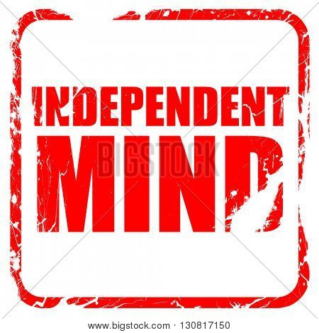 independent mind, red rubber stamp with grunge edges