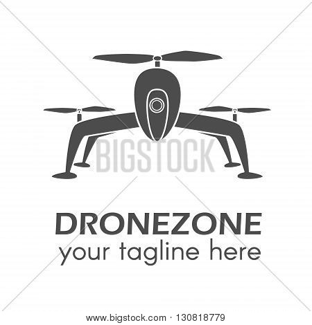 Creative drone logo. Perfect for design elements badges and labels. Drone copter
