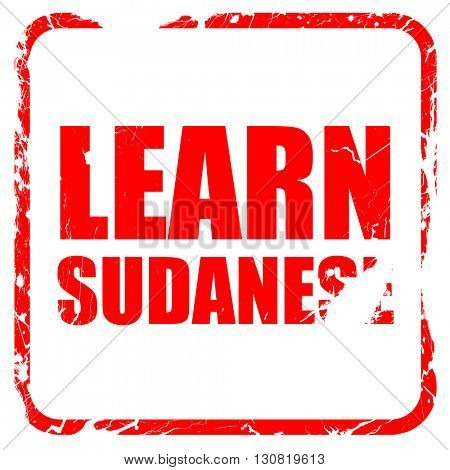 learn sudanese, red rubber stamp with grunge edges