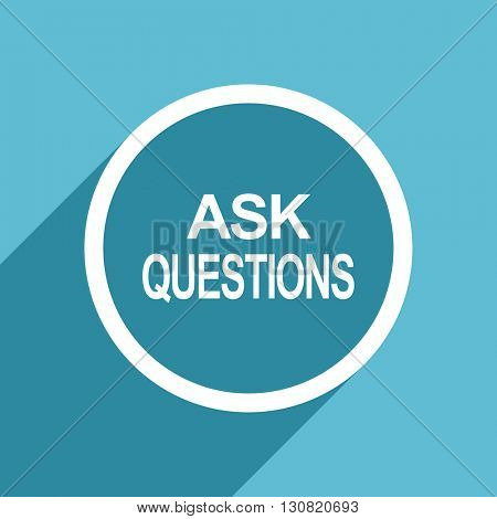 ask questions icon, flat design blue icon, web and mobile app design illustration