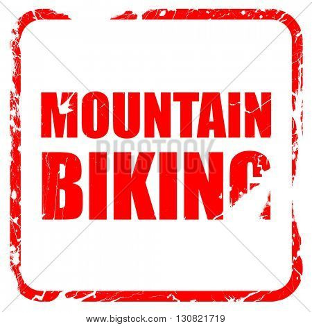 moutain biking, red rubber stamp with grunge edges